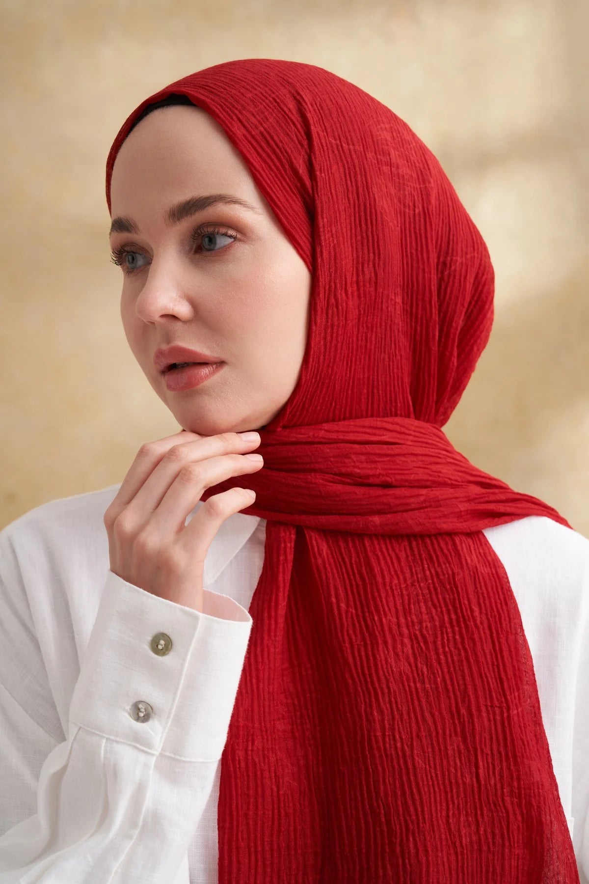 Musselin Blattmuster Rot