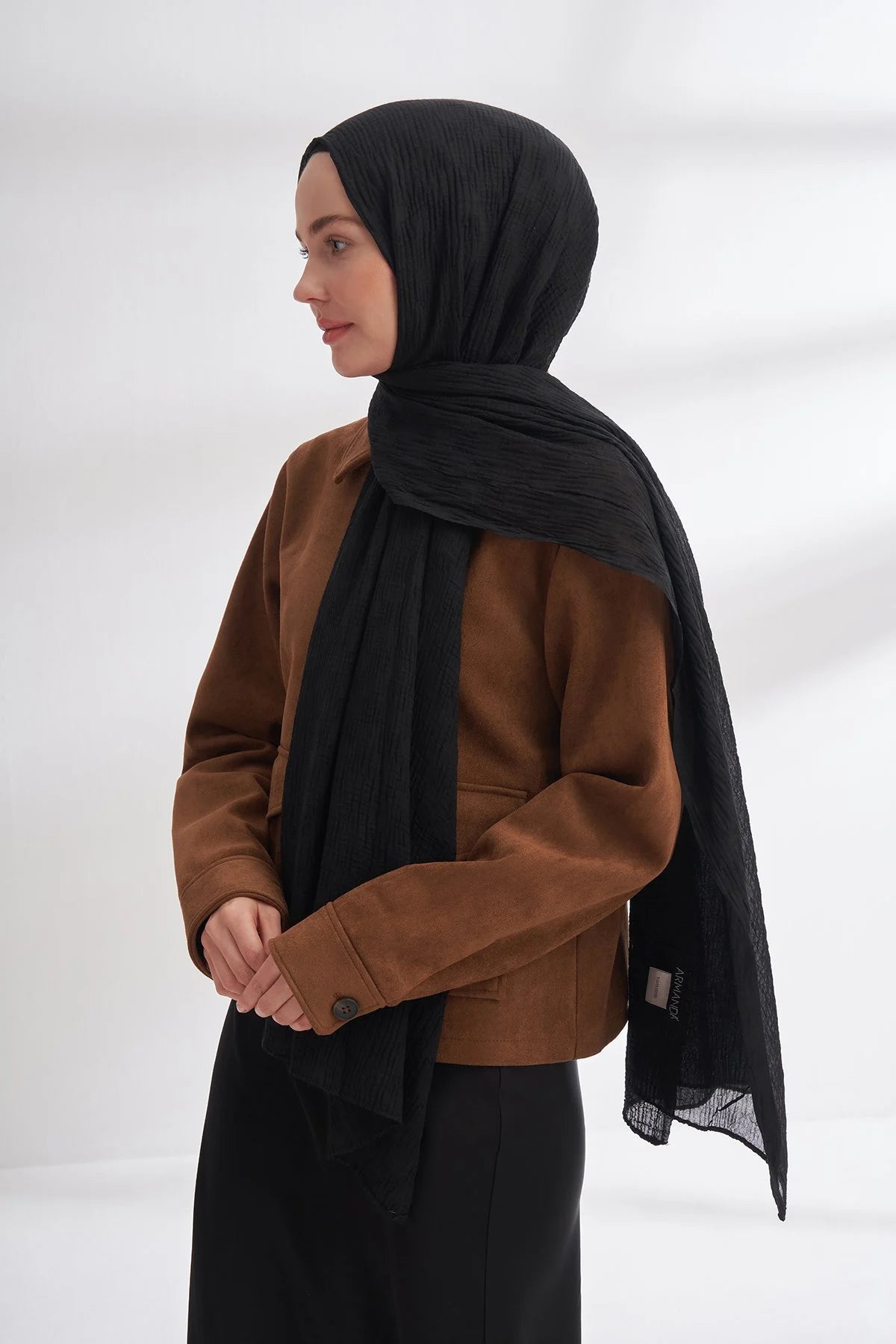 Musselin Würfelmuster Schwarz