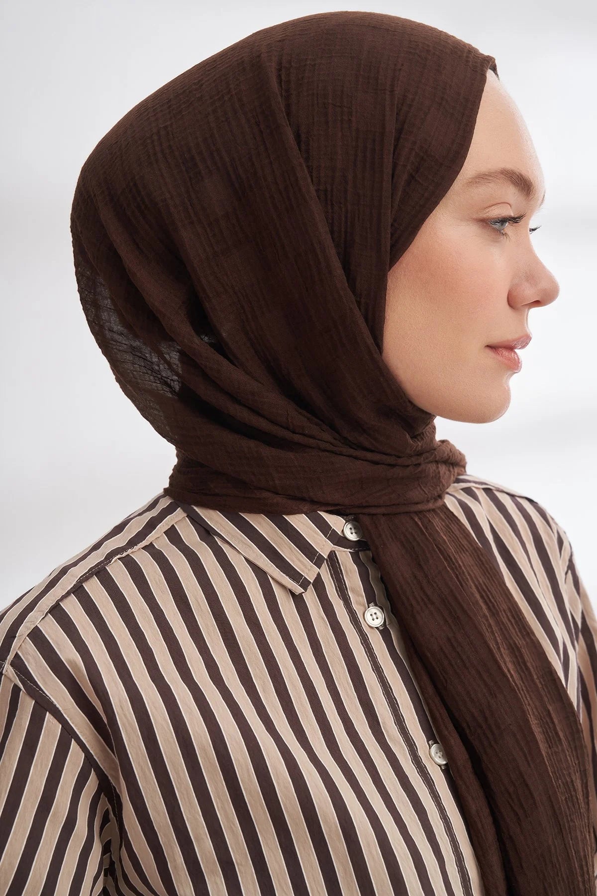 Musselin Würfelmuster Braun