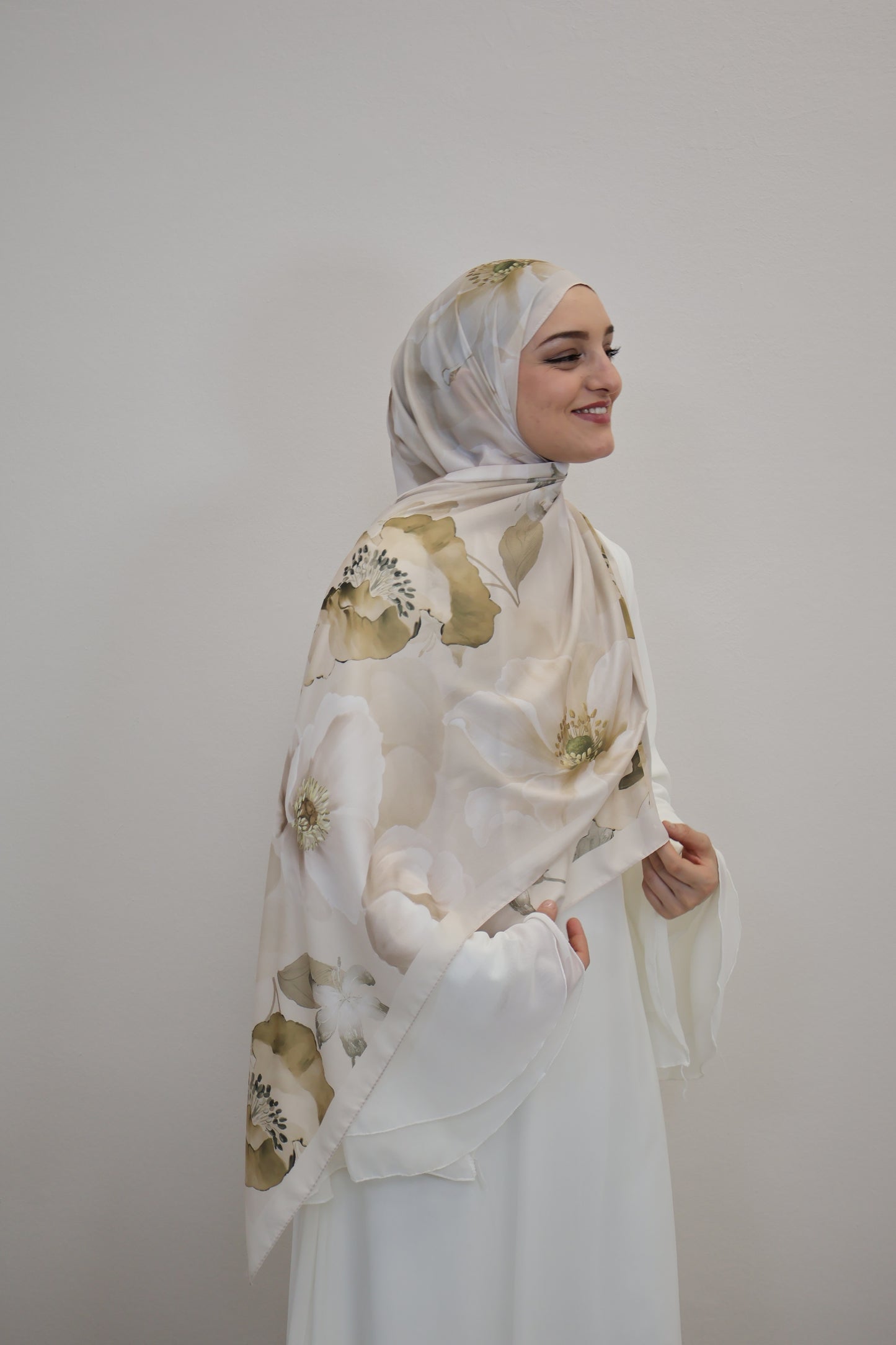 Satin Scarf Grün/Beige