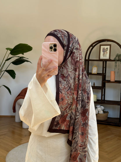 Flower Scarf Braun