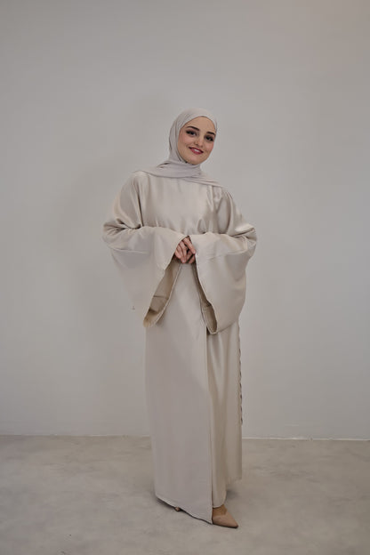 Nuré Satin Kleid Beige