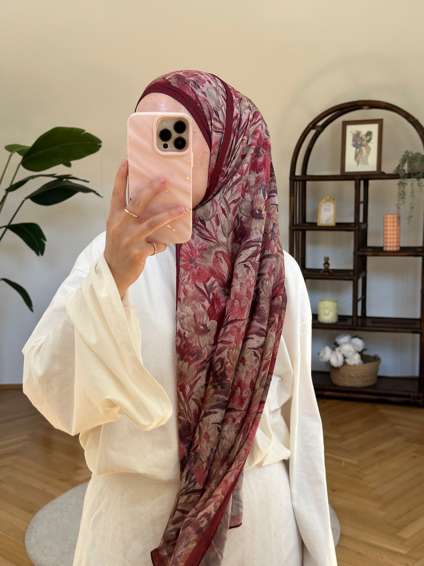 Flower Scarf Bordeaux
