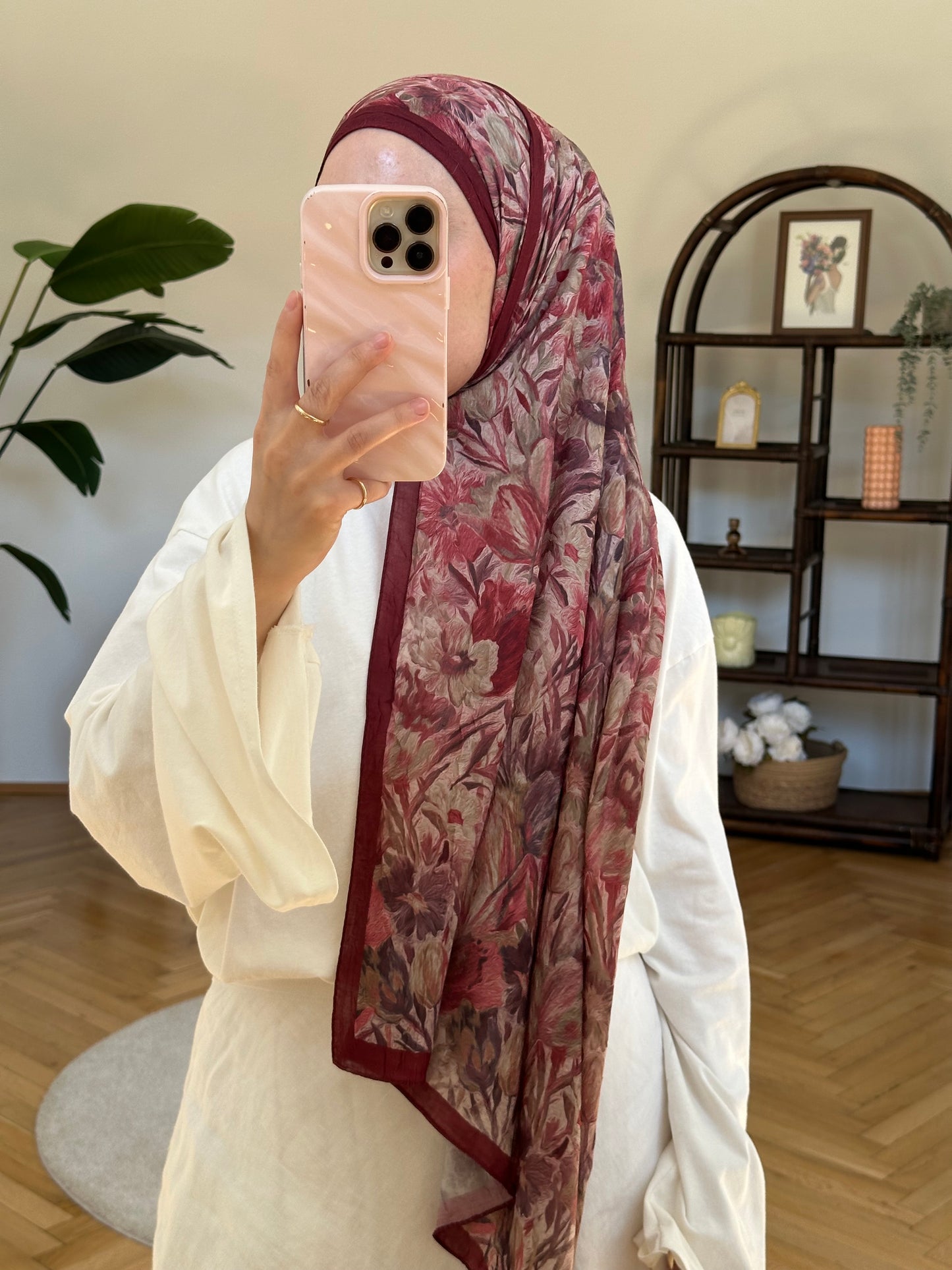 Flower Scarf Bordeaux
