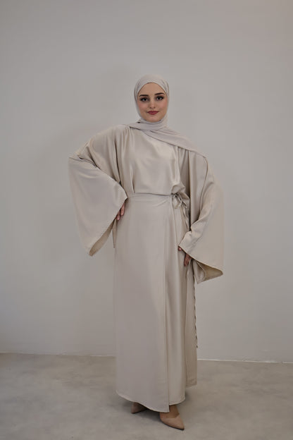 Nuré Satin Kleid Beige