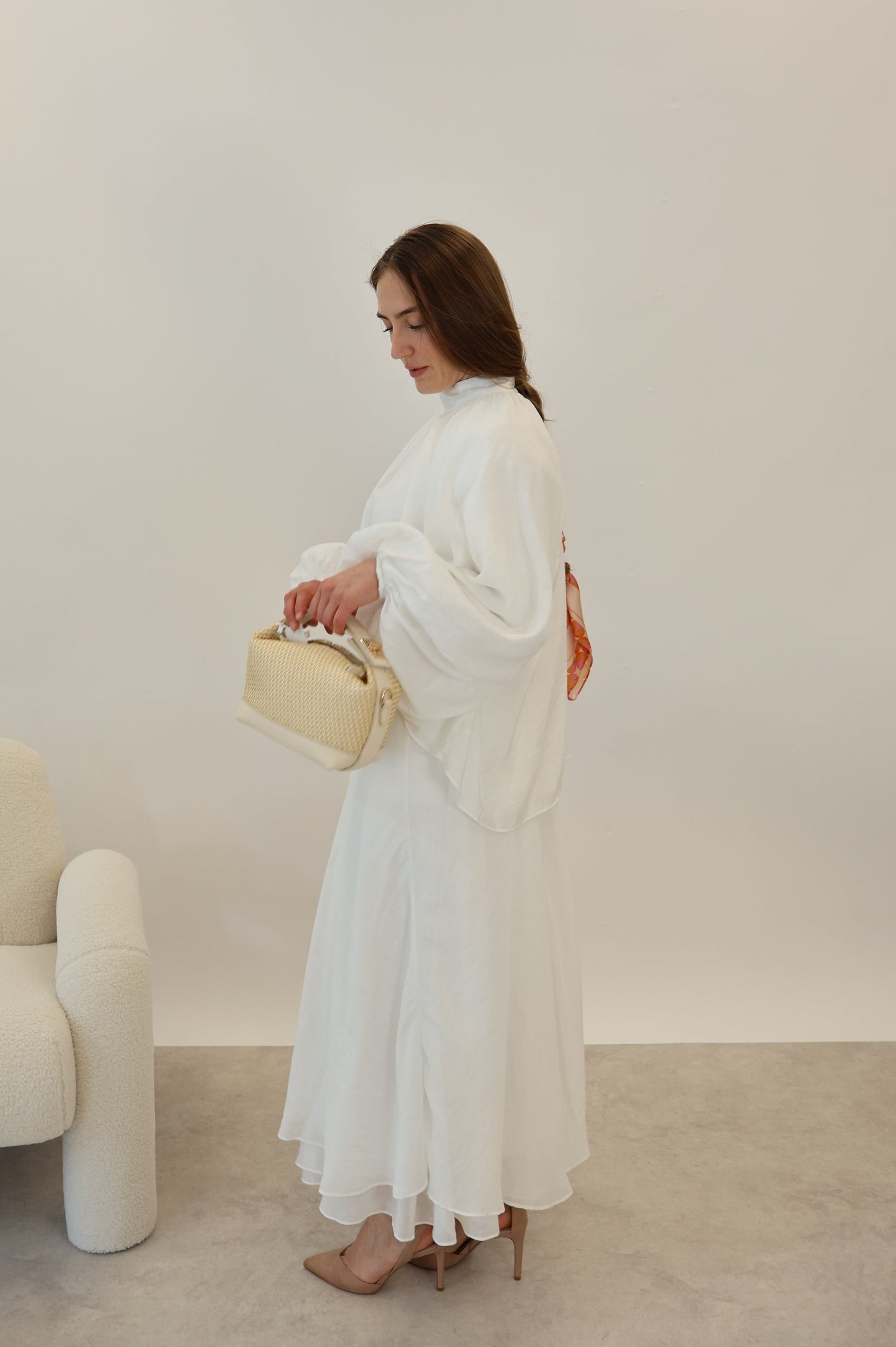 Ballon Ärmel 2 Teiler Weiss