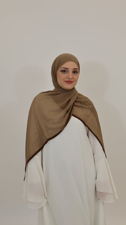 Musselin Randstreifen Vizon (Dunkelbraun)