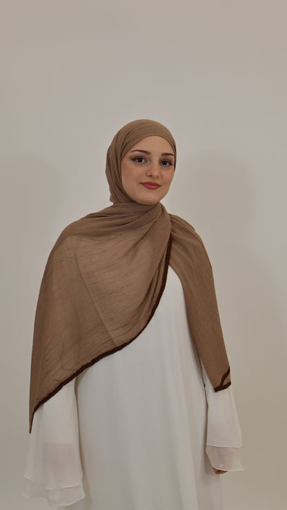 Musselin Randstreifen Vizon (Dunkelbraun)