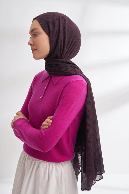 Musselin Würfelmuster Aubergine