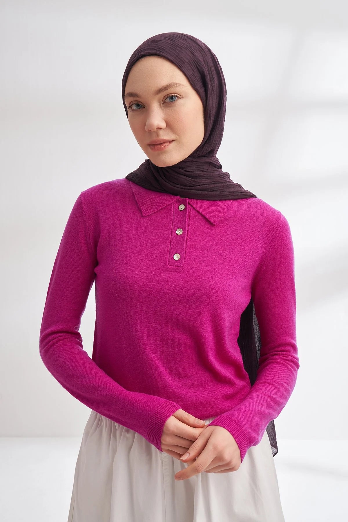 Musselin Würfelmuster Aubergine