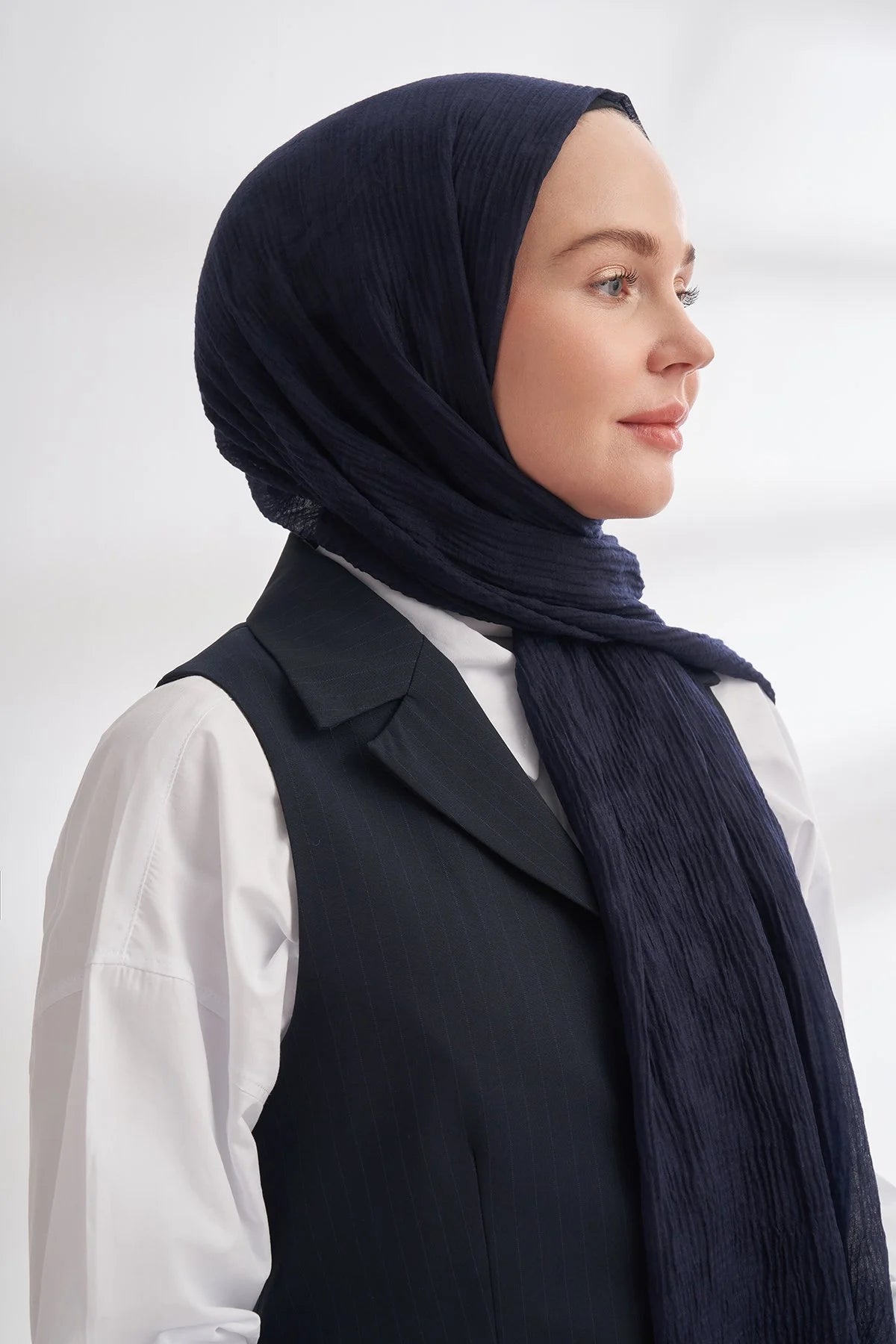 Musselin Würfelmuster Dunkelblau