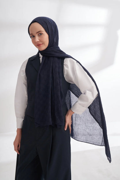 Musselin Würfelmuster Dunkelblau