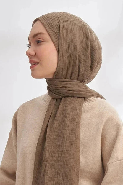 Musselin Würfelmuster Erde