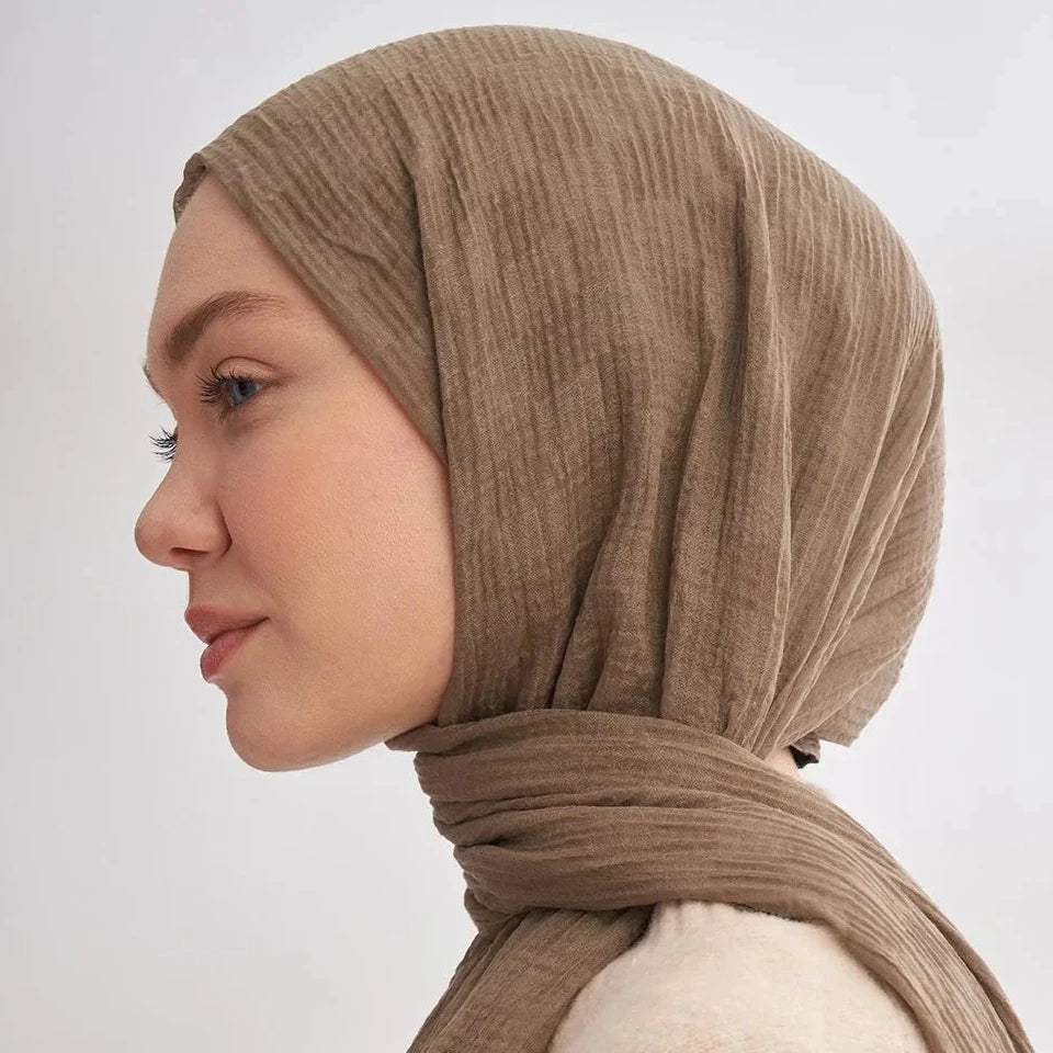 Musselin Würfelmuster Erde