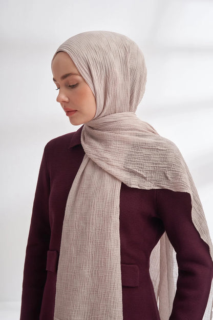 Musselin Würfelmuster Steingrau