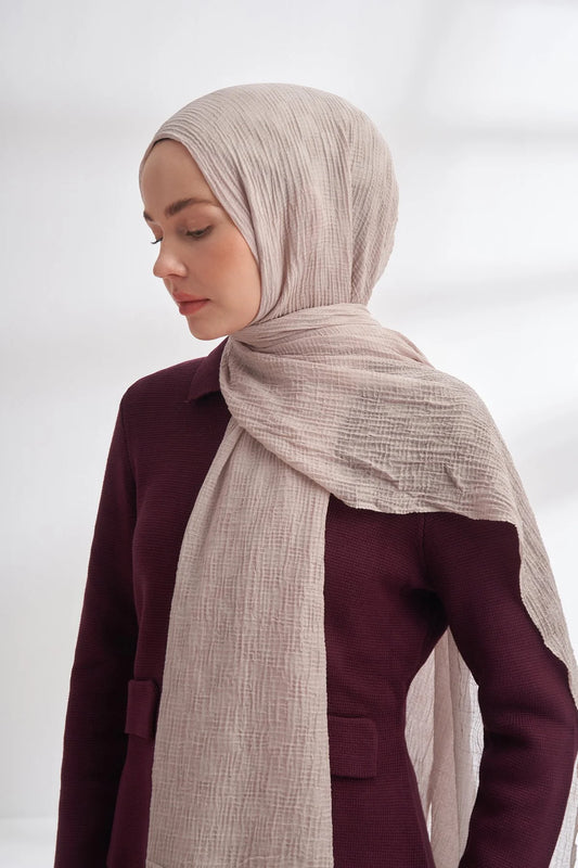 Musselin Würfelmuster Steingrau