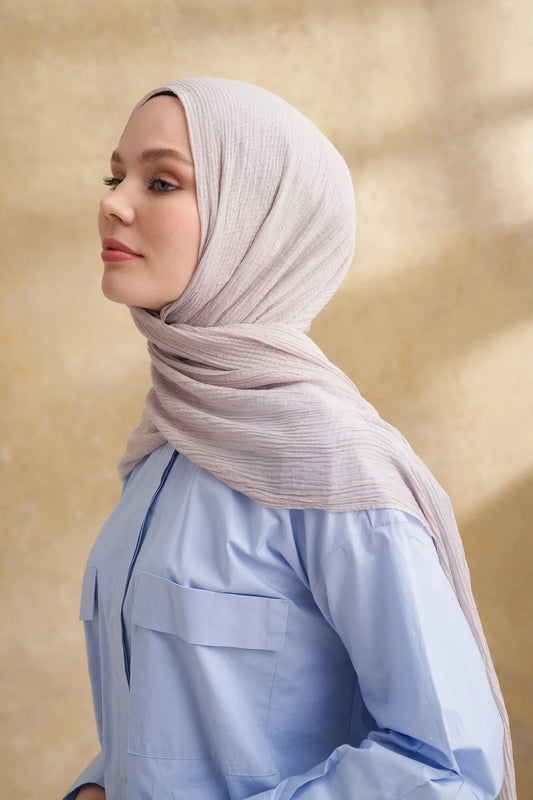 Musselin Würfelmuster Hellgrau