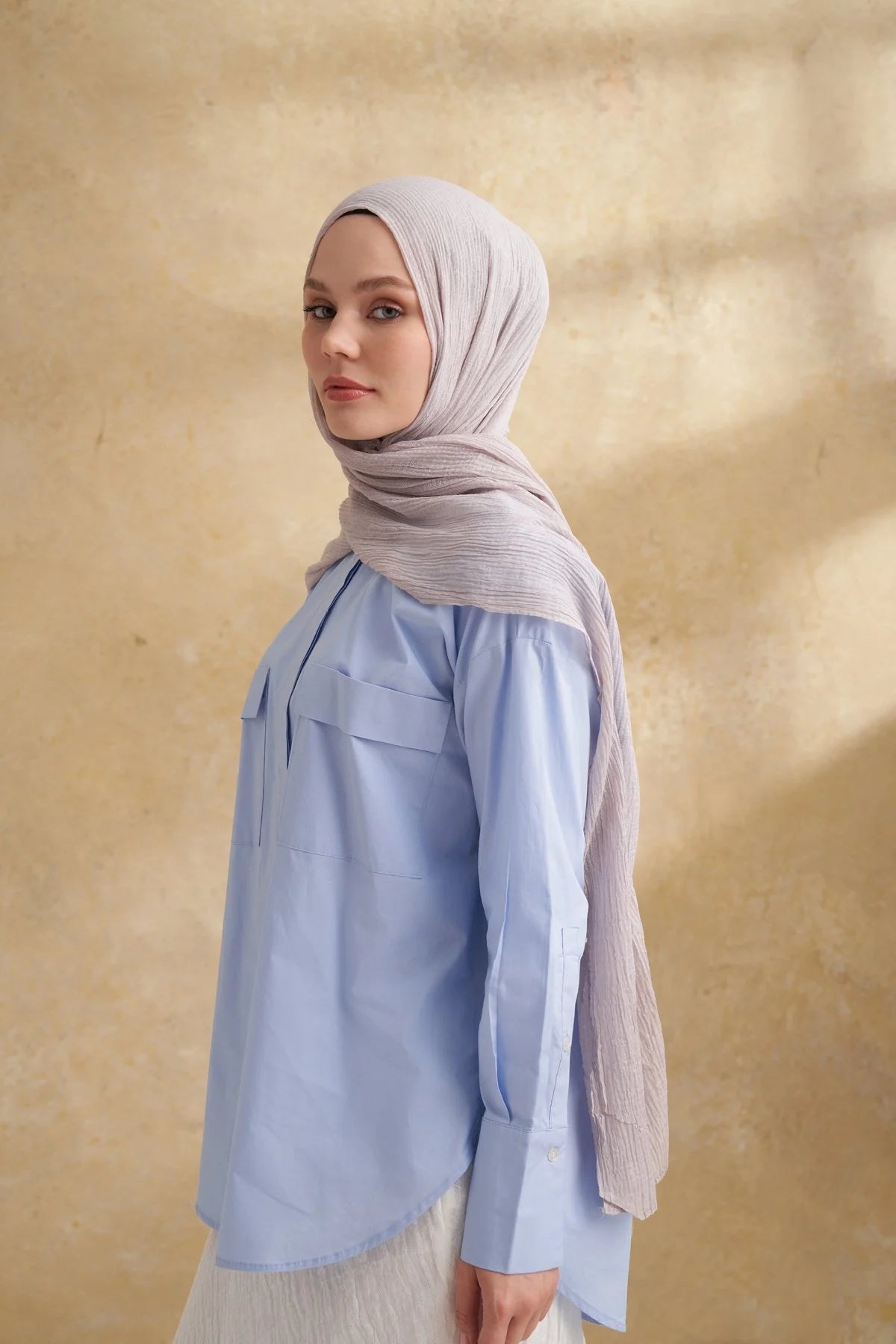 Musselin Würfelmuster Hellgrau