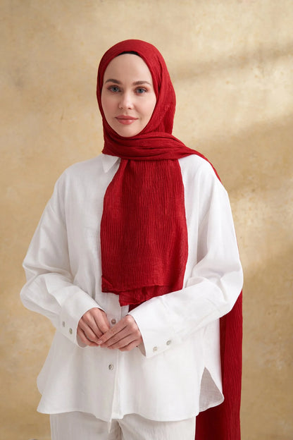 Musselin Blattmuster Rot