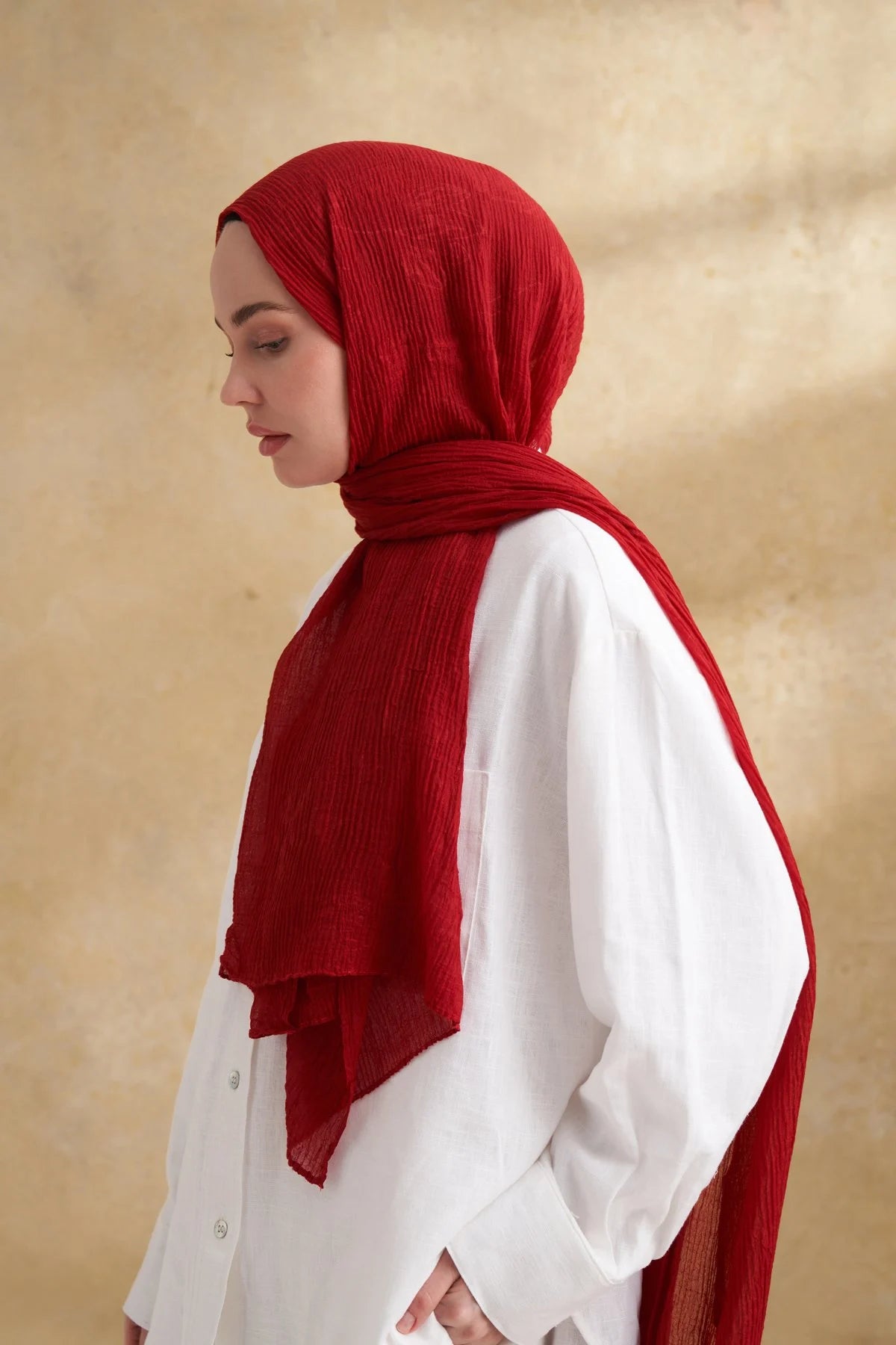 Musselin Blattmuster Rot