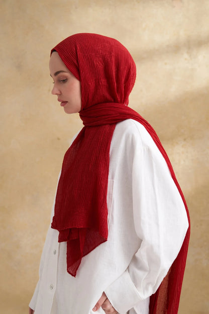 Musselin Blattmuster Rot