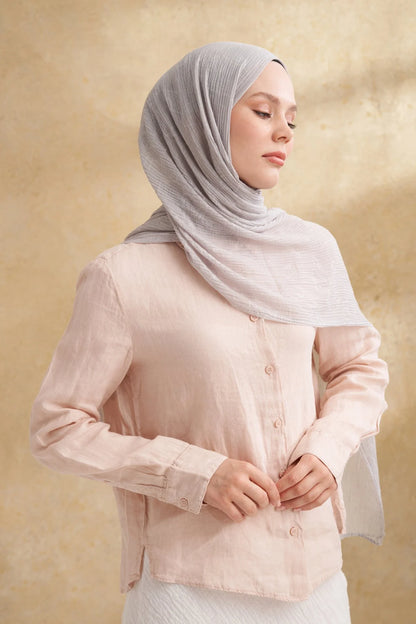 Musselin Blattmuster Hellgrau