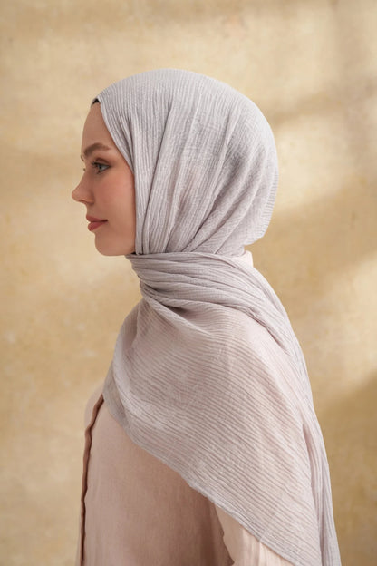 Musselin Blattmuster Hellgrau