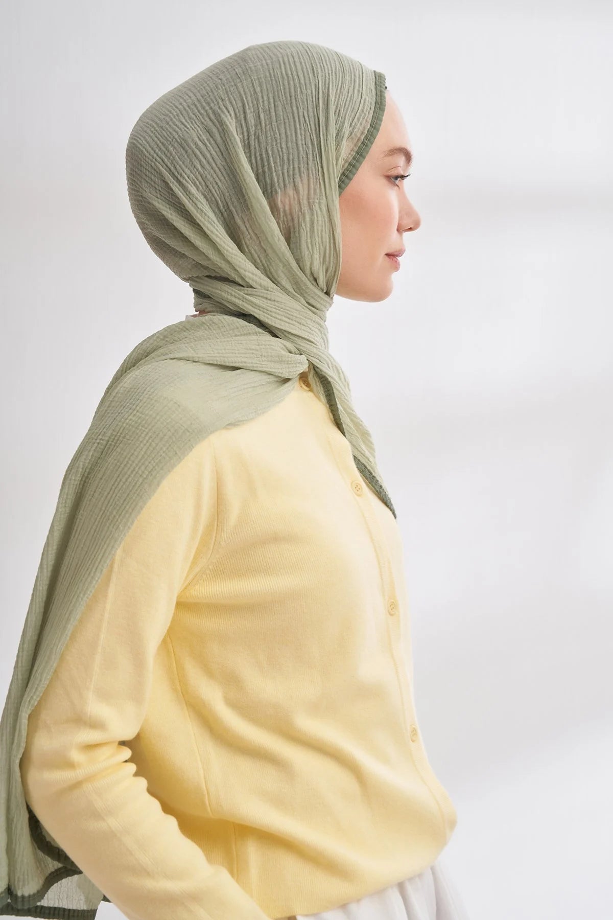 Musselin Randstreifen Grün (Dunkelgrün)