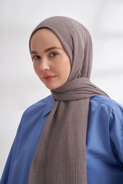 Musselin Randstreifen Grau (Dunkelgrau)