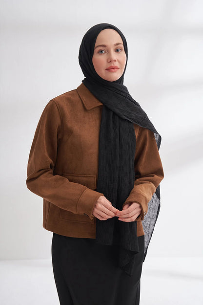 Musselin Würfelmuster Schwarz