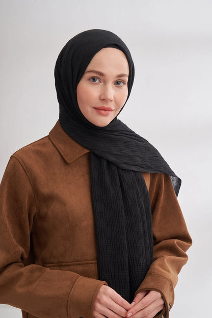 Musselin Würfelmuster Schwarz