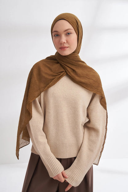 Musselin Würfelmuster dunkles Olivgrün