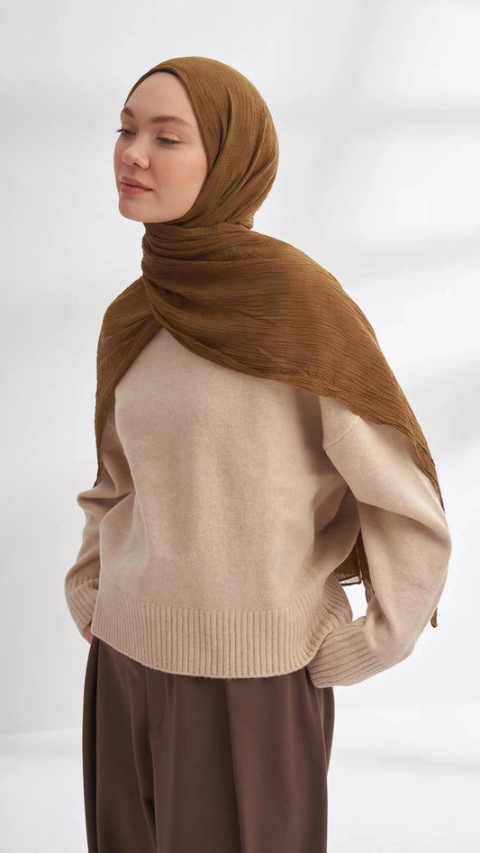 Musselin Würfelmuster dunkles Olivgrün