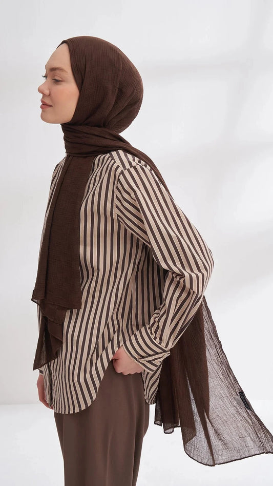 Musselin Würfelmuster Braun