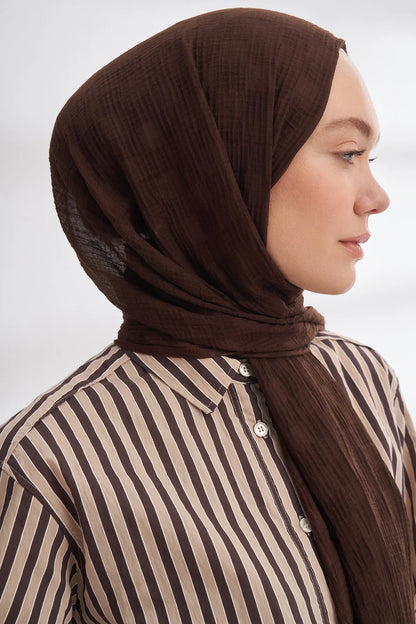 Musselin Würfelmuster Braun