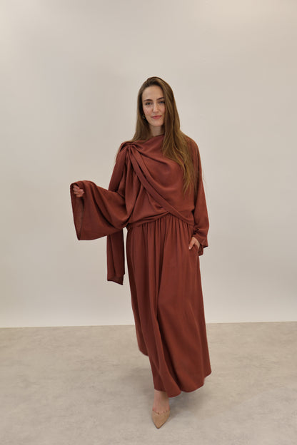 Leinen Zwei-Teiler Ziegelrot