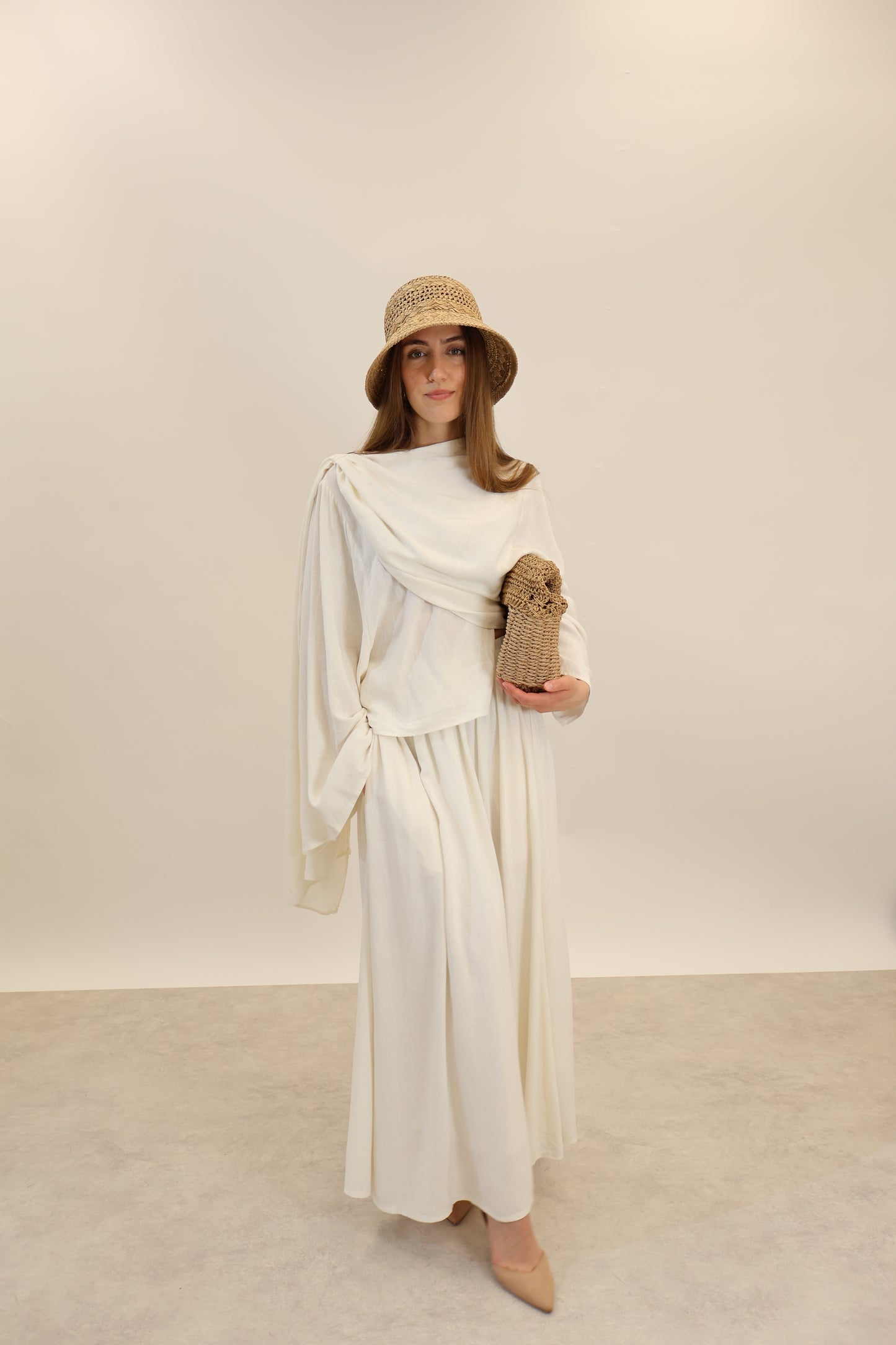 Leinen Zwei-Teiler Weiss