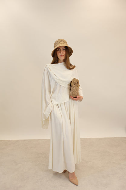 Leinen Zwei-Teiler Weiss