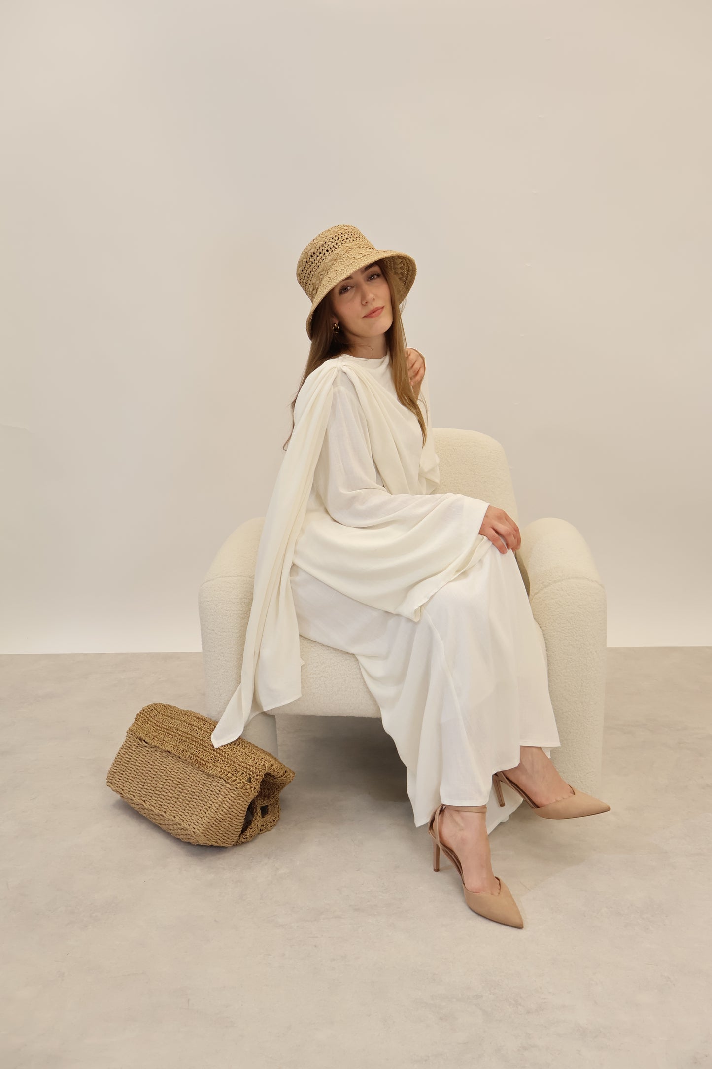 Leinen Zwei-Teiler Weiss