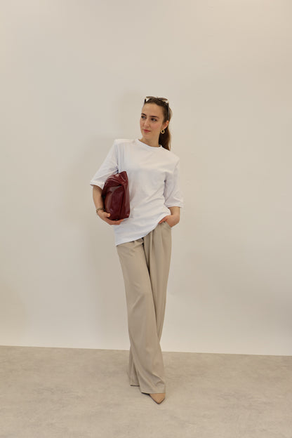 T-Shirt mit Schulterpolster Weiss