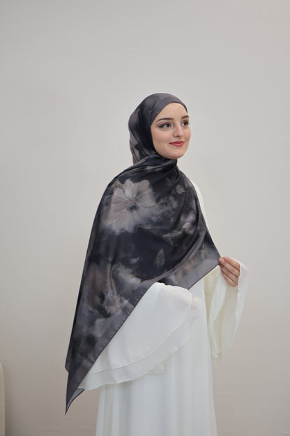 Satin Scarf Schwarz/Grau