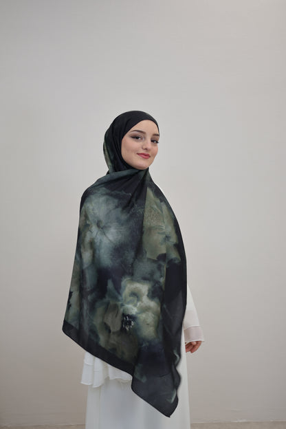 Satin Scarf Grün/Schwarz