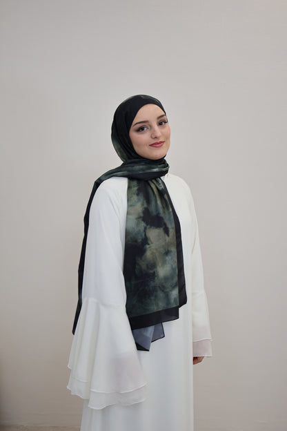 Satin Scarf Grün/Schwarz