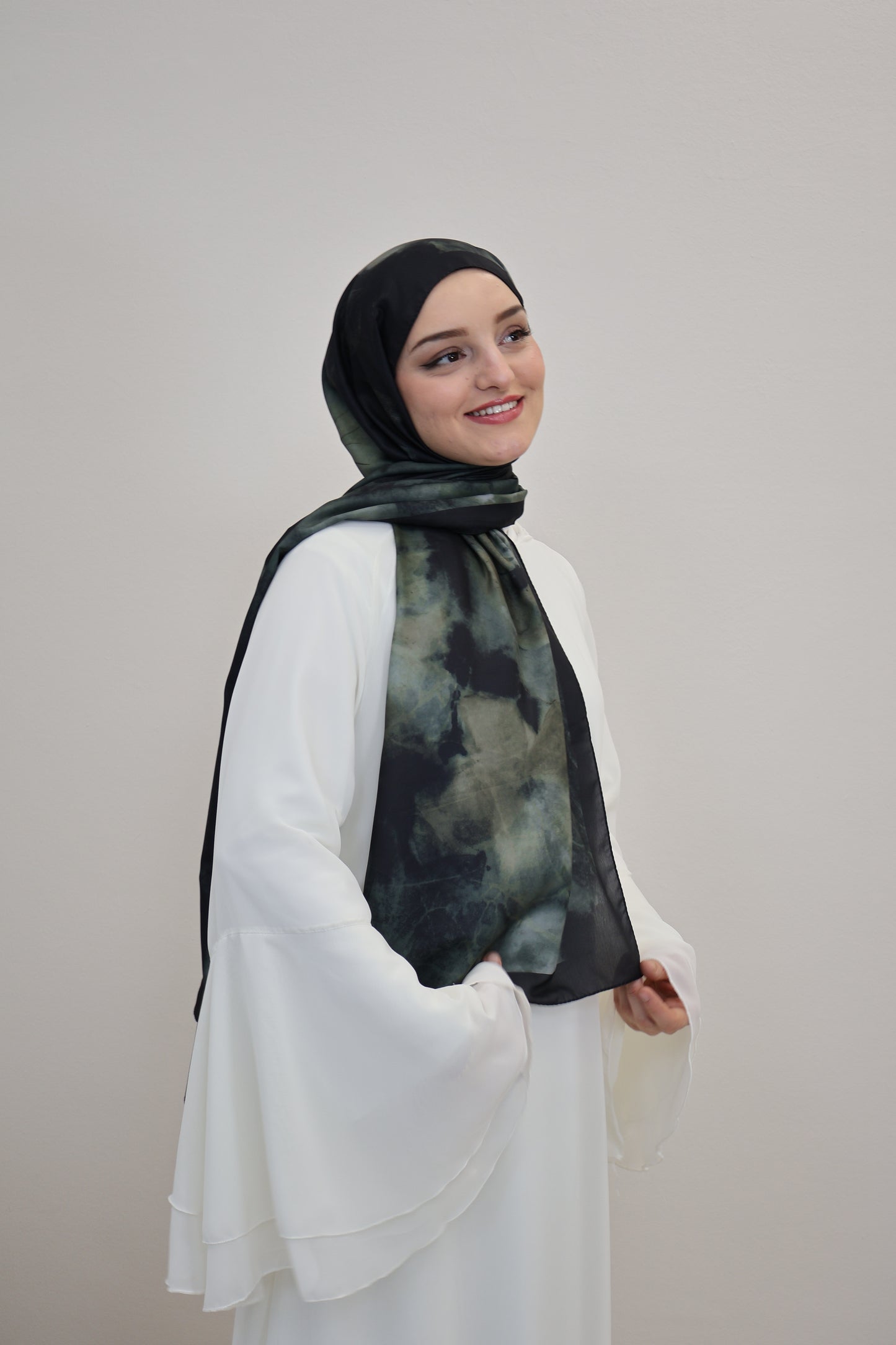 Satin Scarf Grün/Schwarz