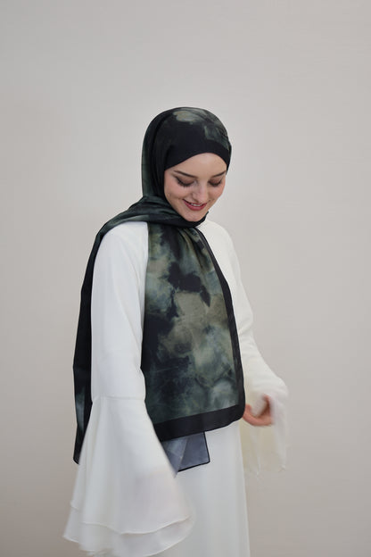 Satin Scarf Grün/Schwarz