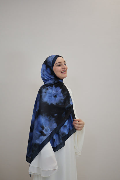 Satin Scarf Blau/Schwarz