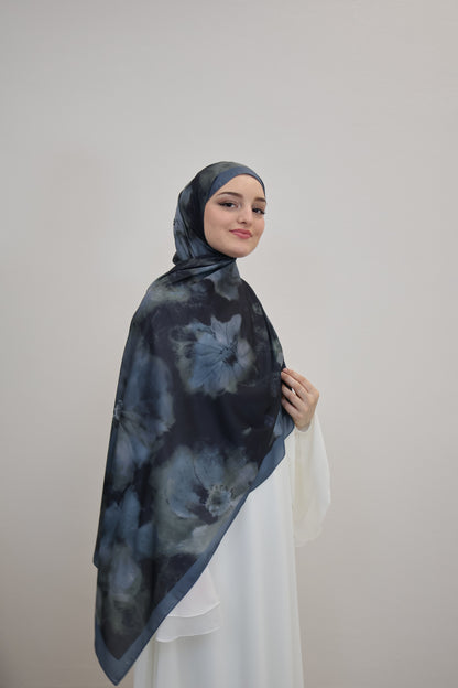 Satin Scarf Blau/Grau