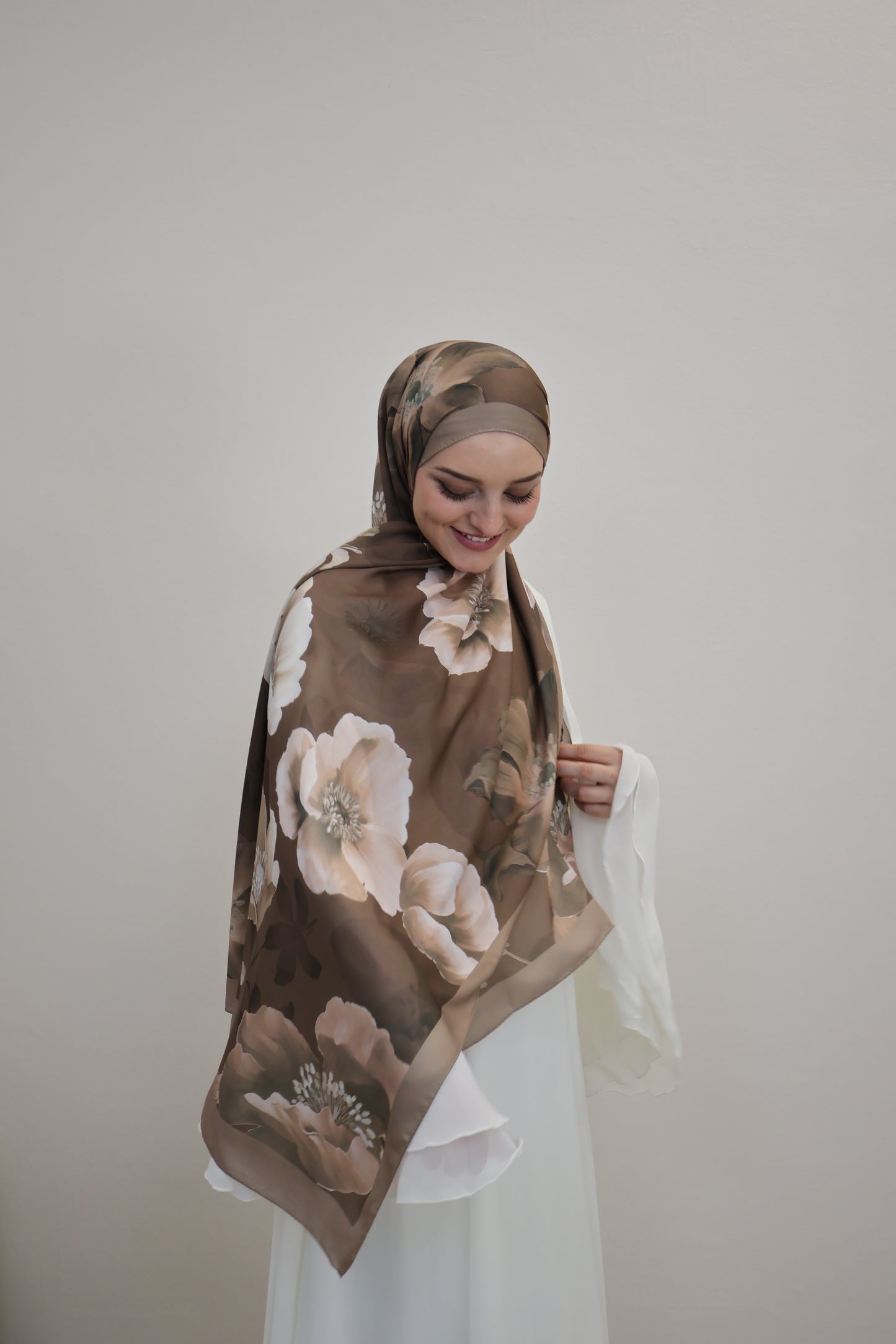 Satin Scarf Khaki/Beige