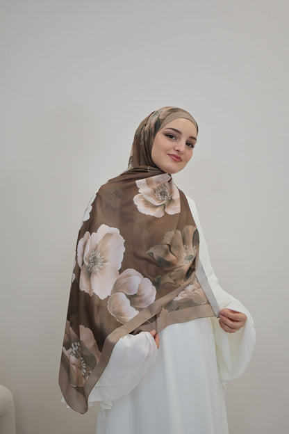 Satin Scarf Khaki/Beige