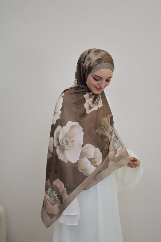 Satin Scarf Khaki/Beige